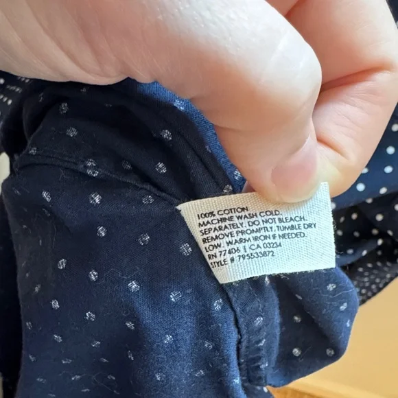 Club Monaco Men’s Slim Fit Polka Dot Button Down Shirt Navy White Preppy Size S - Picture 4 of 4